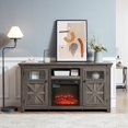 thumbnail image 1 of 60" TV Stand for 65" TVs, Wood Media Console with 18" Electric Fireplace Insert, Farmhouse Console Table with Doors,Ajustable Shelves, for Living Room, 1 of 9