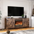 thumbnail image 1 of Fireplace TV Stand for TV up to 65 inches, Wood Electric Fireplace TV Console Table Stand with Storage, Home Living Room Entertainment Center Media Console, Dark Oak, 58"L x 16"W x 25"H, 1 of 11