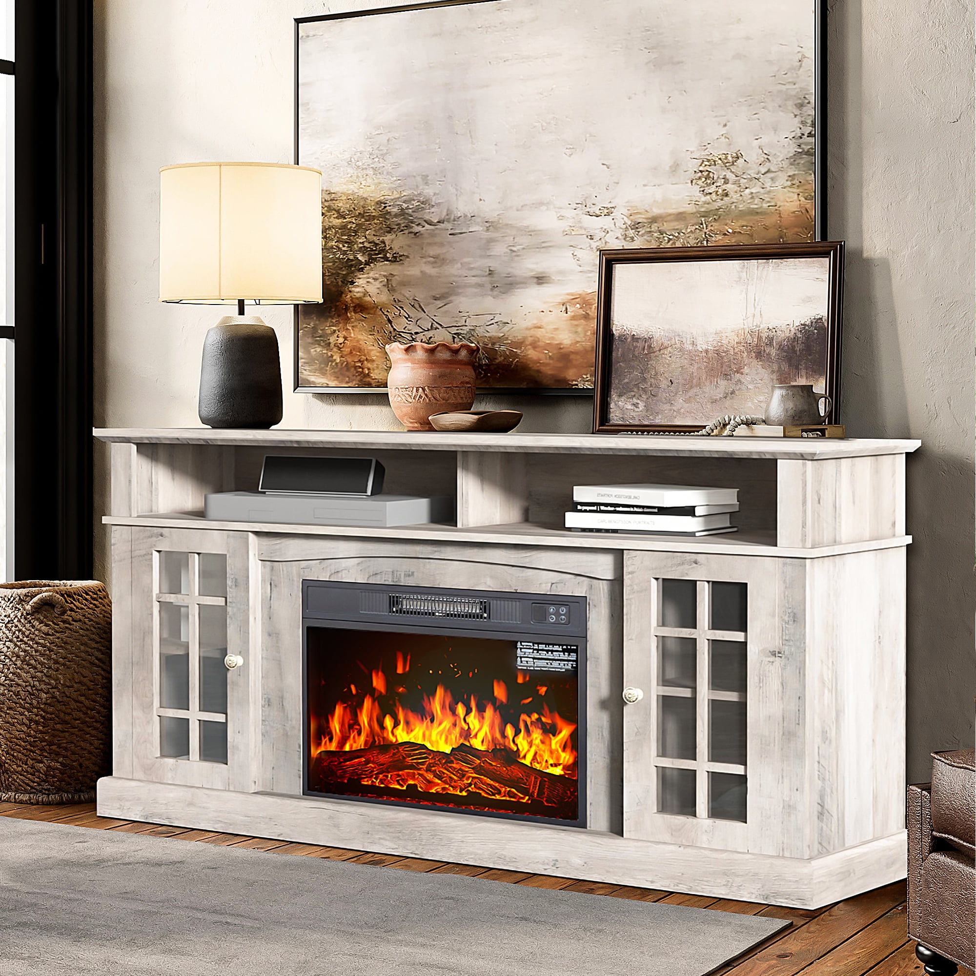 Fireplace TV Stand for 65in TVs, PAPROOS 58" TV Stand with Fireplace ...