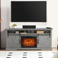 thumbnail image 1 of IHOMEadore Farmhouse Fireplace TV Stand for Up to 78" TVs, 1-Piece, Gray Wood, 1 of 12