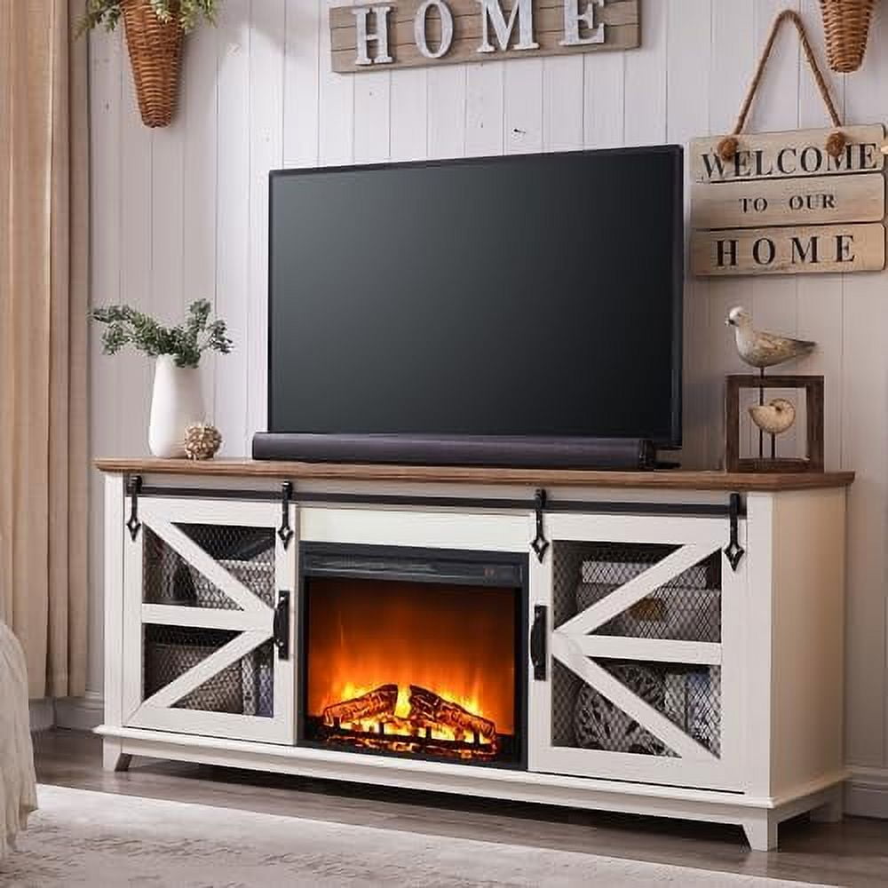 Fireplace TV Stand for 70 75 Inch TV Industrial & Farmhouse