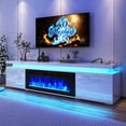 thumbnail image 1 of Fireplace TV Stand for 75" 80" 85" 90" TVs with LED Light & Outlets, 82.7" Large Entertainment Center Gaming Soundbar Shelf with 40'' Electric Fireplace, 1 of 11