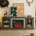 thumbnail image 1 of Fireplace TV Stand Up to 75" TVs, 70'' Modern Entertainment Center with 23" Electric Fireplace, Farmhouse Faux Stone Media Console with Storage Cabinet for Living Room, Gray, 1 of 9