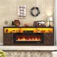 thumbnail image 1 of Fireplace TV Stand for 80/85/90 Inch TV with 50" Electric Fireplace, 82.7" Farmhouse Entertainment Center with LED Lights, Tall Media Console with Barn Door for Living Room, Bedroom, 1 of 5