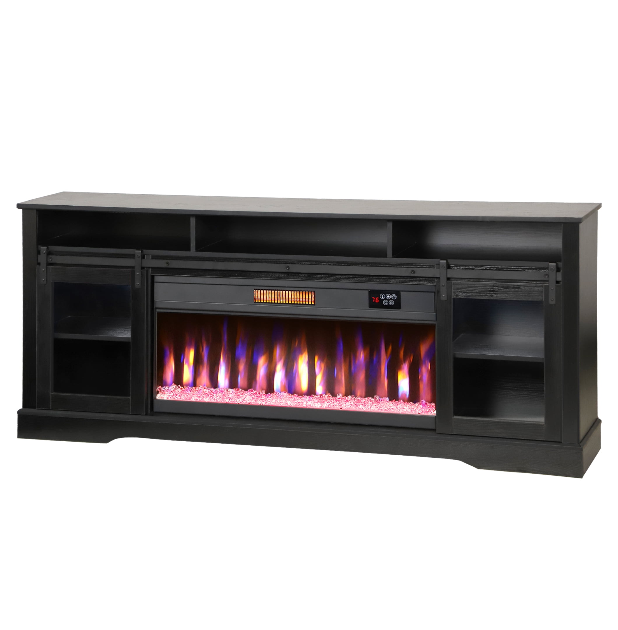 Fireplace TV Stand 80 Inch, Electric Fireplace Console with Storage ...