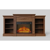 Fireplace TV Stand,Electric Fireplace,67-Inch Electric Fireplace TV Stand – 18" Built-In Fireplace Insert, Adjustable Flame & Heat, Remote Control, Storage Cabinets, Brown