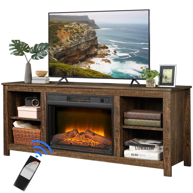 Fireplace TV Stand, Farmhouse TV Stand for 65" TVs with Electric ...