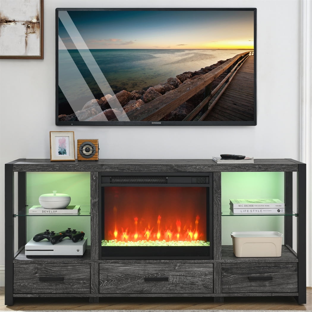 Fireplace TV Stand, Fire Places Electric Fireplace Media TV Stand with ...