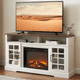 thumbnail image 1 of Fireplace TV Stand, Fits up to 65" TV, Entertainment Center with Storage Cabinets and Shelves, 23" Electric Fireplace, Adjustable Heat Settings, Suitable for Living Room/Bedroom, 1 of 8