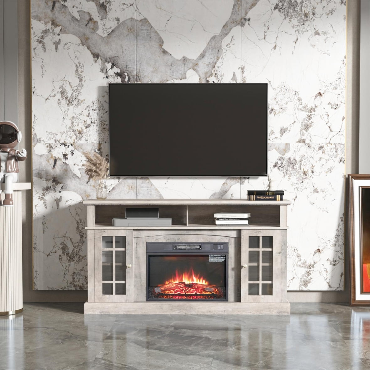 Fireplace TV Stand TV Stand with Fireplace and Storage Cabinet for TVs up to 65 55 50 inch Electric Fireplace Tv Stand Gaming Media Cabinet for