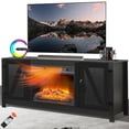 Seizeen 65 Inch TV Stand with Fireplace, Entertainment Center, Remote Control, Storage Cabinet ...