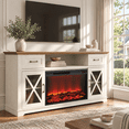 thumbnail image 1 of LEGAHOME 2-in-1 Multifunctional Fireplace TV Stand with 30" Removable Electric Fireplace for 70" TVs, 63" Farmhouse Electric Entertainment Center with 2 Drawers, White, 1 of 10