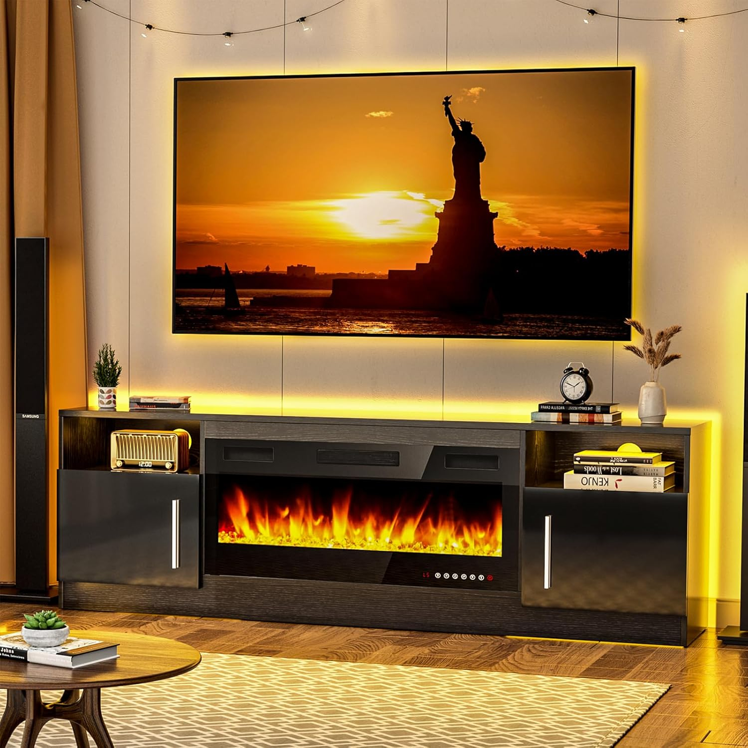 Fireplace TV Stand for TVs up to 65" with 18 inch Electric Fireplace