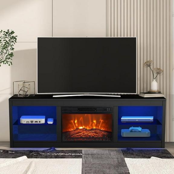 IHOMEadore Fireplace TV Stand for TVs up to 75 Inch, 66 Inch Entertainment Console with 23" Electric Fireplace