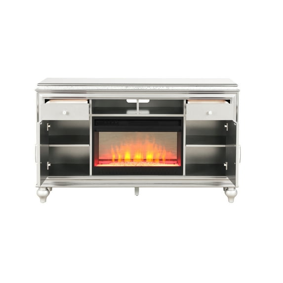 Fireplace TV Stand, Wooden Entertainment Center for Up to 60 Inches TV, Mordern Media Console Table with Electric Fireplace, Drawers and Storage Cabinet for Bedroom Living Room, Ginger