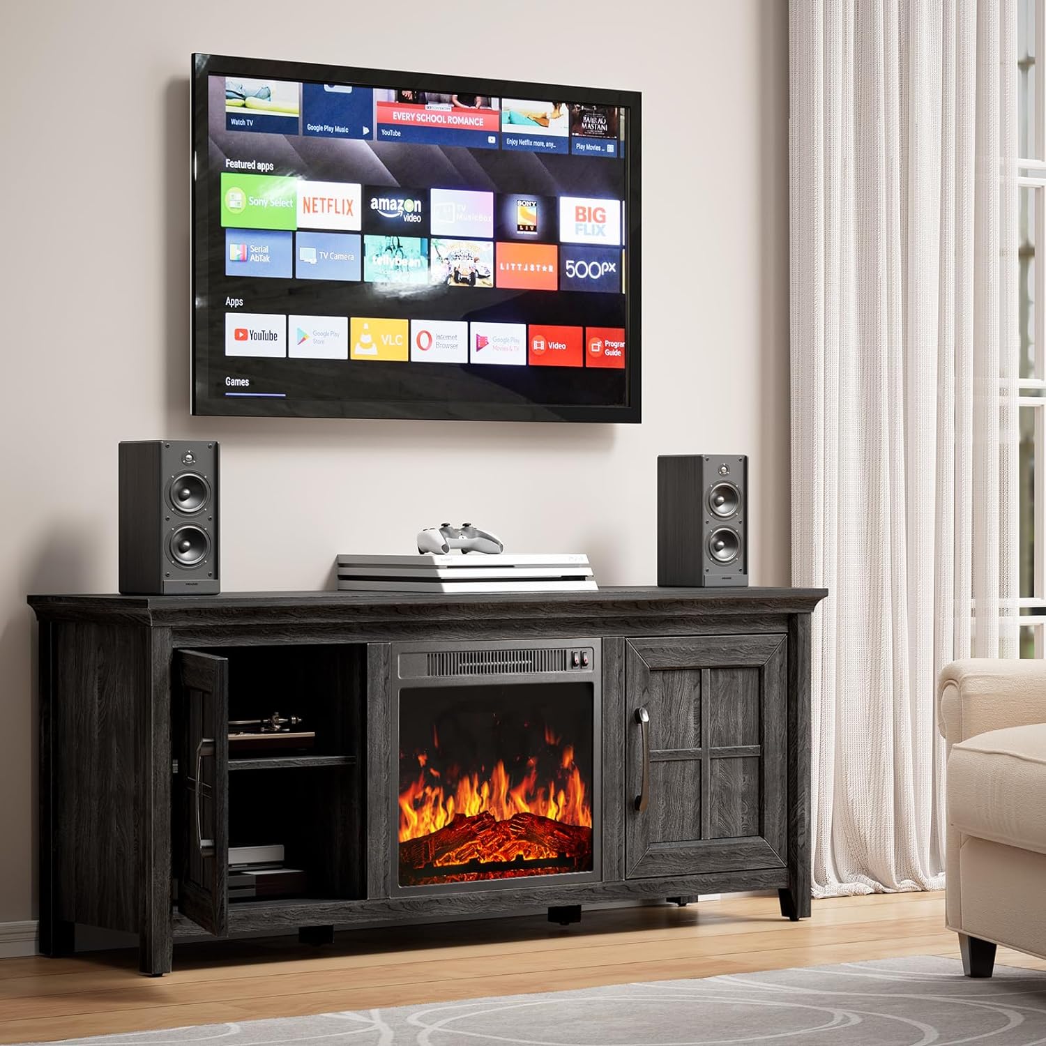 Fireplace TV Stand for 70 inch TV Fireplace Entertainment Center with