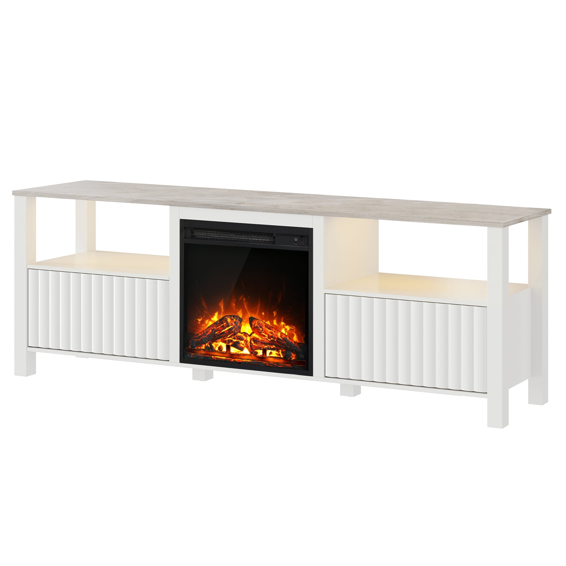 [Brand] White Fireplace TV Stand Entertainment - Walmart.com