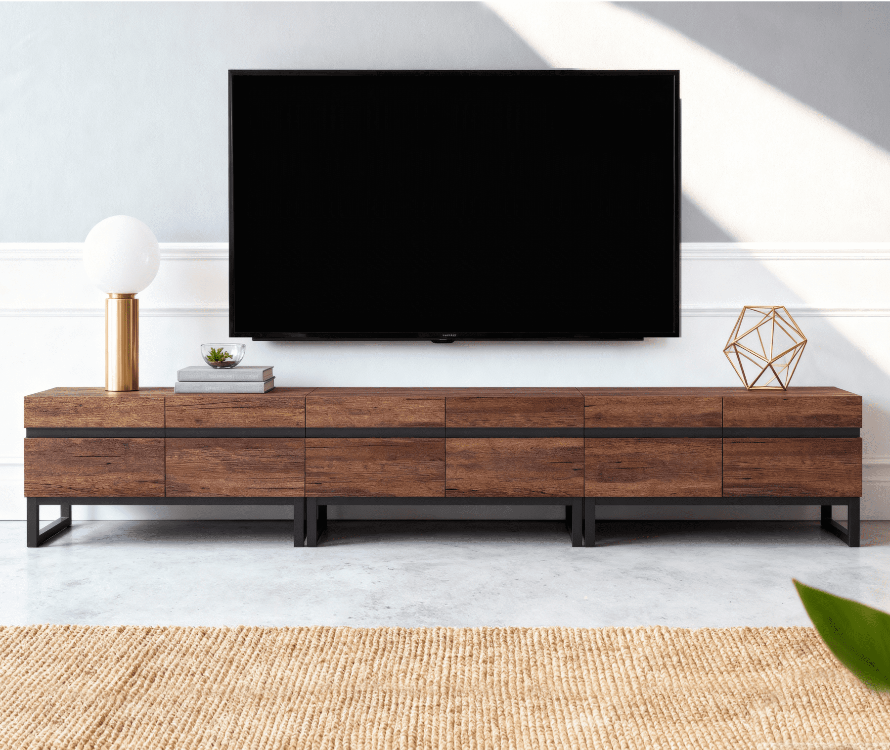 Modern TV Stand, 4 In 1 Entertainment Center TV Console With Storage Cabinets And Metal Base,Media Console For Living Room