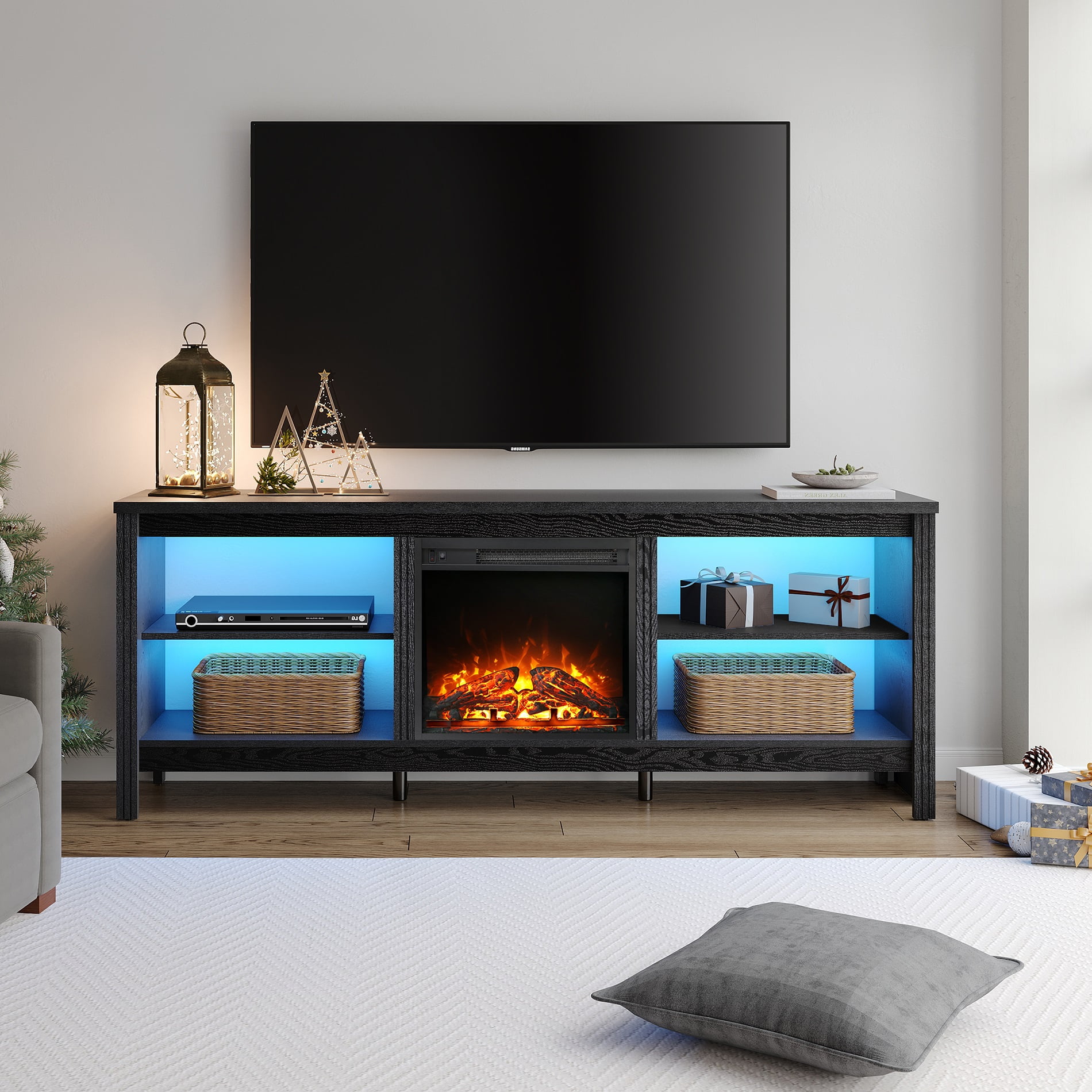 Black fireplace 2024 tv stand walmart