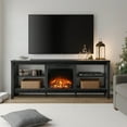 Fireplace TV Stand for TV's up to 80 Inch, Wood Entertainment Center for 75 inch TV with