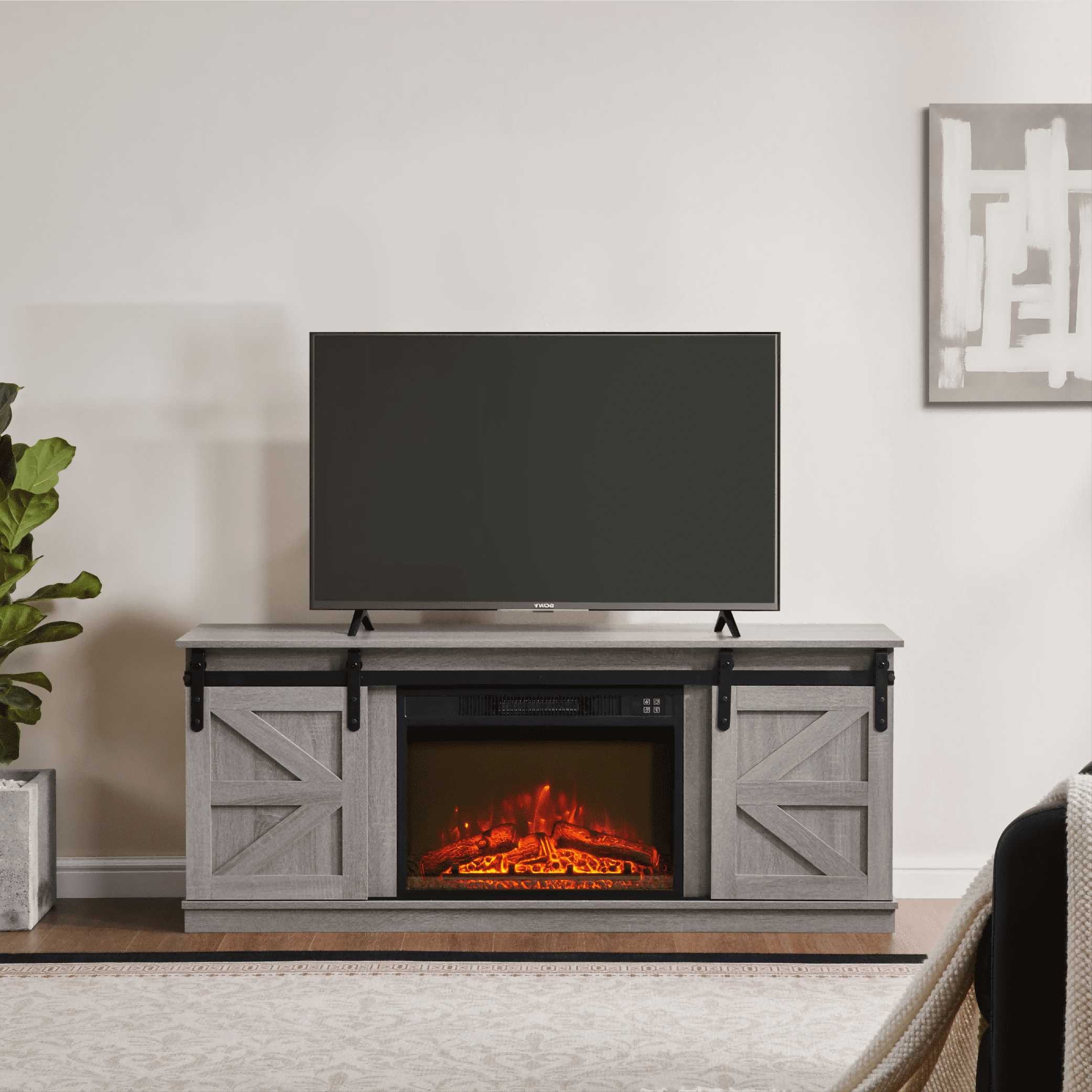Fireplace TV Stand for Television up to 65 Inch with Storage and ...