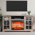 thumbnail image 1 of Fireplace TV Stand with 23" Electric Fireplace for 65 inch TV,Modern Farmhouse Entertainment Center, Gray, 1 of 9