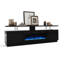 Fireplace TV Stand with 36" Electric Fireplace for Living Room,LED Light Entertainment Center,2 Tier TV Console Stand for TVs Up to 80"