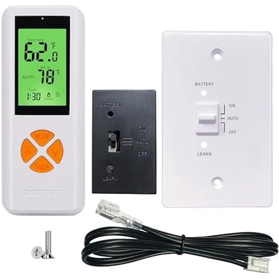 Fireplace Thermostat Remote Control Kit, for Millivolt Gas Valve & Electronic Ignition Systems, 65ft Range, LCD Display, ON/AUTO/Off Modes, Timer & Child Lock Function$$Plumbing & HVAC