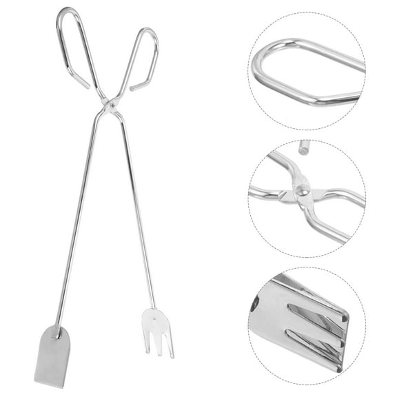 Amosfun Camping Tongs Barbecue Fireplace Tong Iron Fireplace Use 1Set