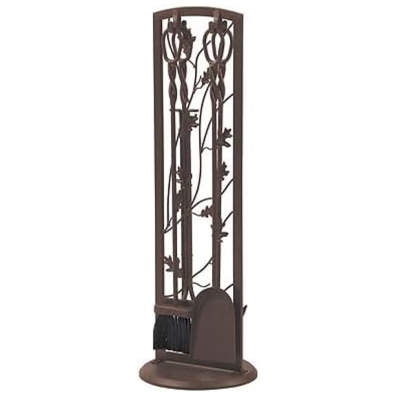 Fireplace Tool Set 5 Piece, Oak Leaf 30", Colonial Brown