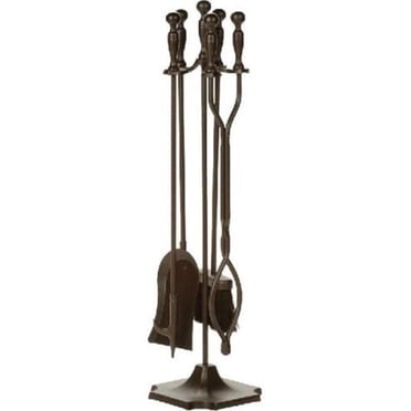 Rocky Mountain Goods 5-Piece Fireplace Tool Set - 32 Inch Black Iron Tools With Stand