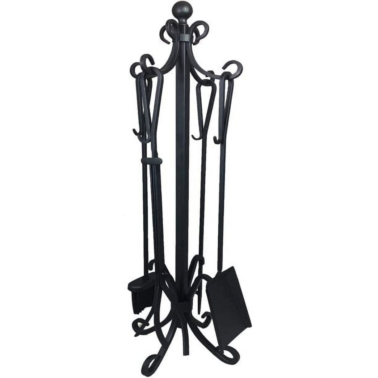 Ashman Black Iron 5-Piece Fireplace Tool Set with Crook Handles