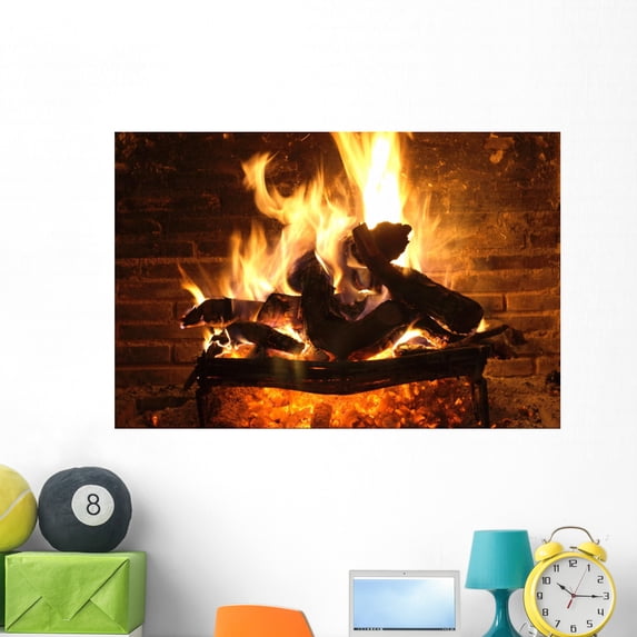 Fireplace and Amber Wall Mural by Wallmonkeys Peel and Stick Graphic (48 in W x 32 in H) WM118832