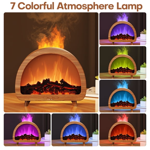 Fireplace essential oil diffuser, fragrance diffuser, oil machine cold mist humidifier, colored fake fire diffuser, air diffuser, suitable for family rooms, desks, bedrooms
