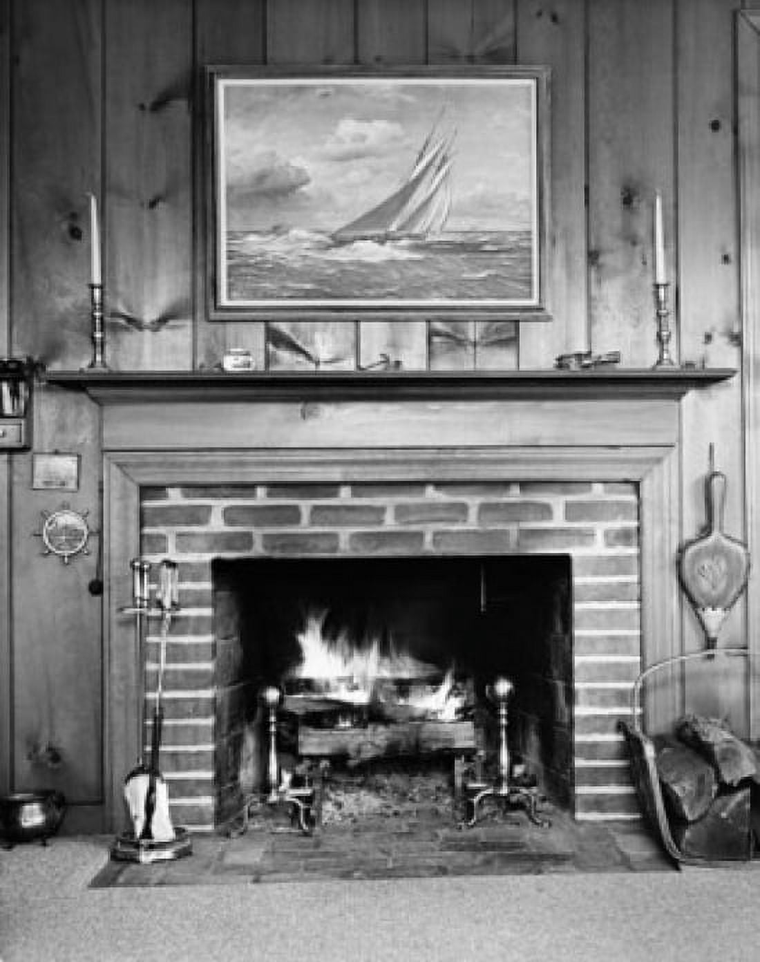 Fireplace in a room Canvas Art - (24 x 36)