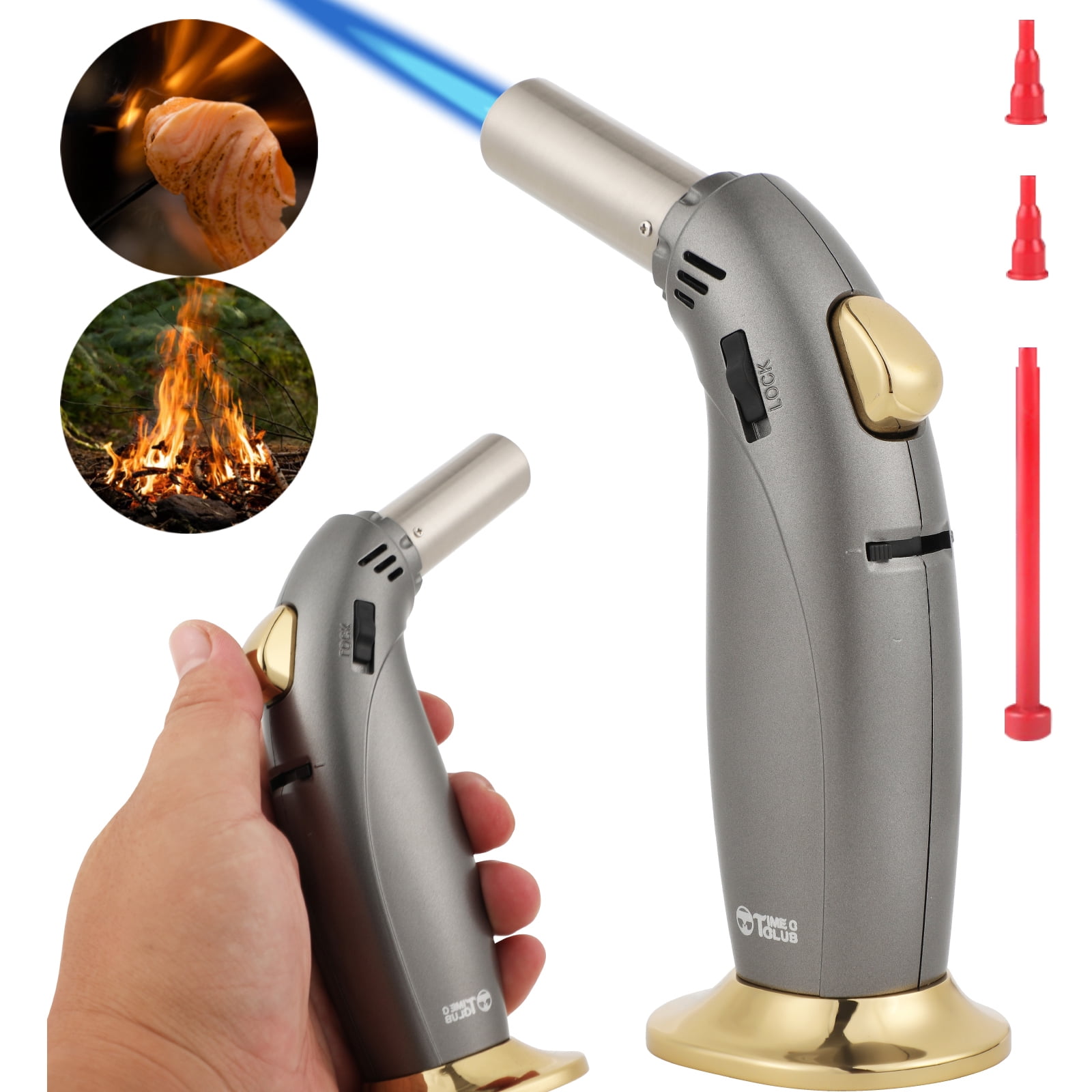 TIME C, Kitchen Torch, Refillable With Safety Lock, Adjustable Flame ...