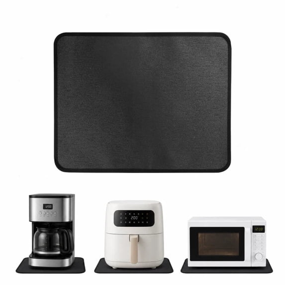 Fireproof 15x18in Heat Resistant Mats-Heat Resistant Mats for Countertop for Air Fryer - Hot Pad Air Fryer Mat Compatible with Ninja, Coffee Maker, Toaster, Oven - Black