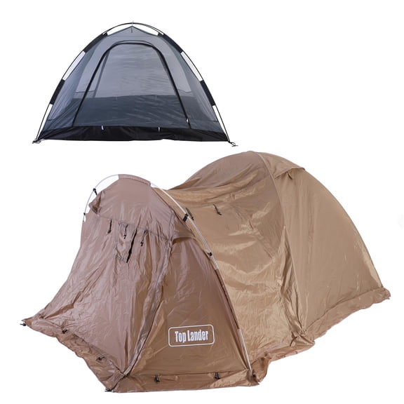 Fireproof 2 Person Water Resistant Dome Tent with Snow Skirt, Double Layer Windproof Tunnel Tent for Outdoor Backpacking Camping Hiking, 17.7 x 7.8 x 7.4 Inches / 45.0 x 20.0 x 19.0 cm