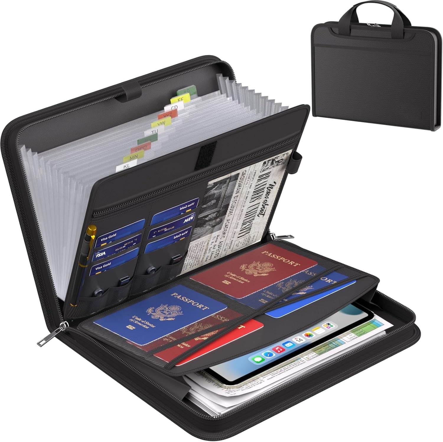 Fireproof Accordion File Folder, Heavy-duty Document Organizer, Waterproof Storage Pouch, Durable Plastic Construction, for Workspace Exam Use, Secure Filing System, Compact Design, Legal,