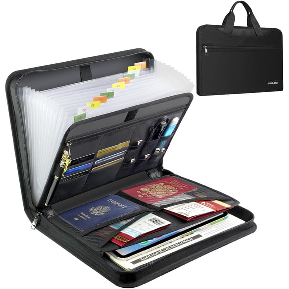 Fireproof Accordion File Organizer with 13 Pockets, Zipper, Labels & Handle Expanding Folder for Home, Office Business Use Holds Laptops, Tablets, Phones More