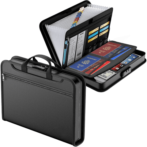 Fireproof Accordion File Organizer with Combination Lock  Portable File Organizer & Large Capacity Accordion Folder  Fireproof Document Organizer, Fireproof File Folder for Home, Office Travel