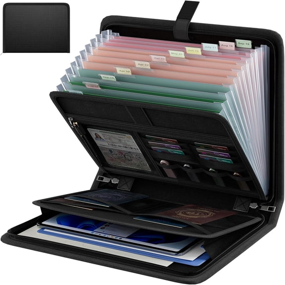 Fireproof Accordion File Organizer, Expanding File Folder with 13 Pockets