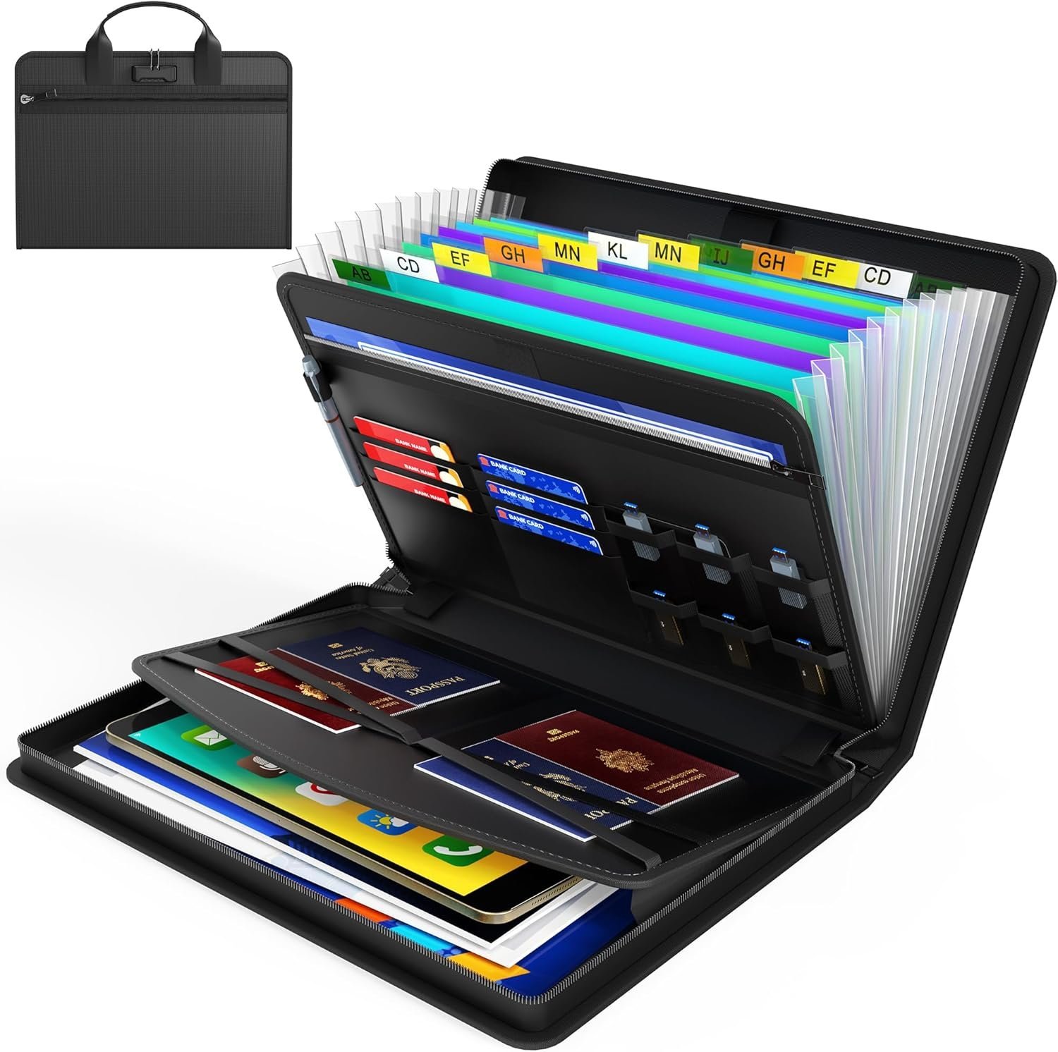 Fireproof Accordion File Organizer with Lock, 13 Pockets Expanding File ...