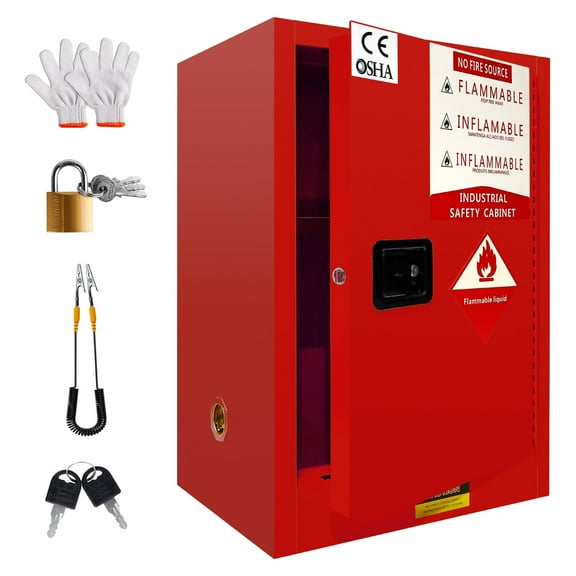 Fireproof Battery Charging Cabinet, Chemical Storage Cabinet, Cold-Rolled Steel Material, 12 Gallon Capacity, Flammable Cabinet, for Workshop and Home