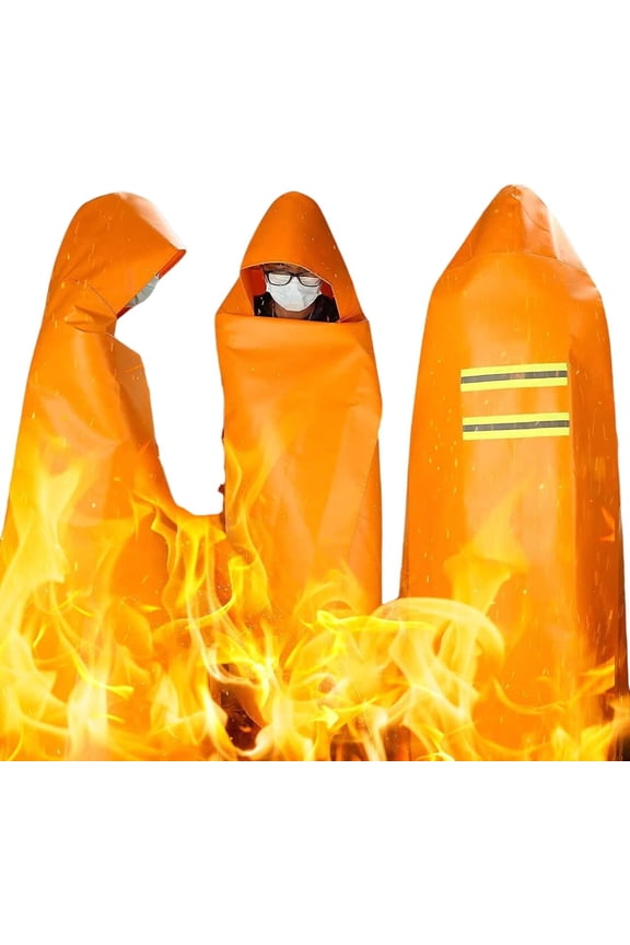 Fireproof Cloak, Fire Escape Cloak, Extra Big Fireproof Fiber Cape, Emergency Used as A Fire Blanket, Head Protection Fire Escape kit for Household, Office Home (Orange, 72 * 70in)