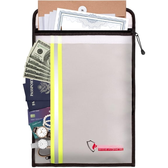 Fireproof Document Bag (15 x 11 inch) with 2 Pockets, Fire Safe Envelope Bag for , Legal Documents ()