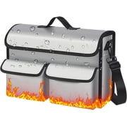 Fireproof Document Bag 17 x 11 in with File Organizer Box | UL94 VTM-0 Certified,Coated Fiberglass, 2 Dividers, Grab-and-Go Storage, Important Document Case for