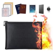 Fireproof Document Bag 8"x5.3", Waterproof Holder with Zipper for Passport, Important Papers, Cash, Money and Valuables, Secure Storage Organizer for Travel, Home, Office