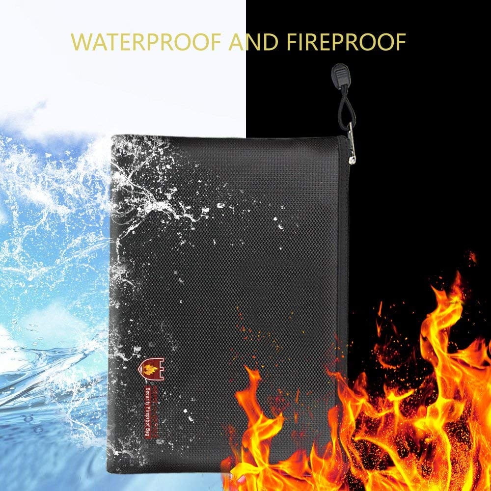 Fireproof Document Bag Fire Resistant & Water Resistant Money Bag Safe ...