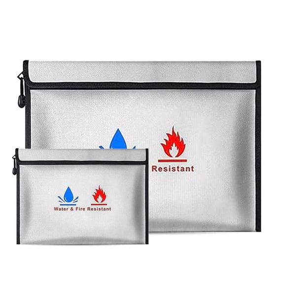Fireproof Document Bag, Fireproof Waterproof Money Bag File Bag with Zipper for Cash, Important File Documents Valuables